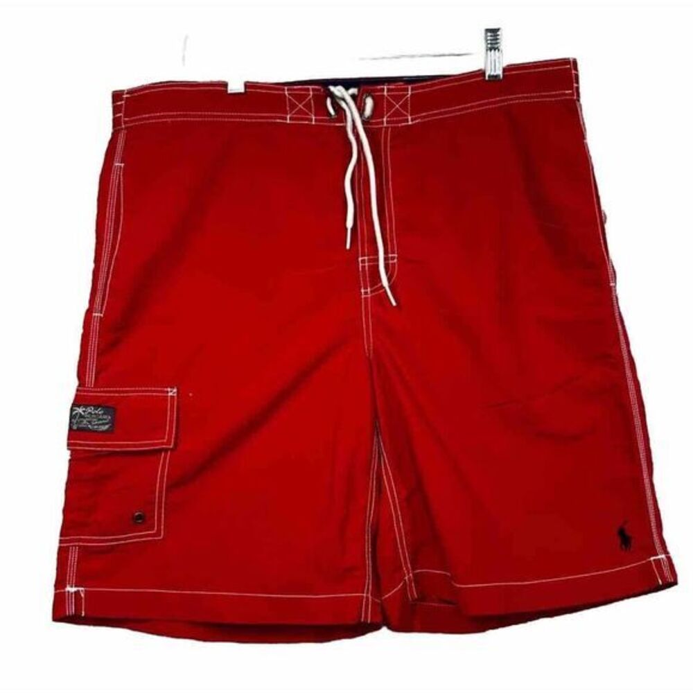 Polo Ralph Lauren Swim Trunks Adult Medium Red‎ Swimming Board Shorts 8in Inseam
